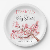 Cherry Blossom Pink Blume Baby Shower Girl Pappteller (Vorderseite)