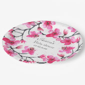 Cherry Blossom Pink Blume Baby Shower Girl Pappteller (Schrägansicht)
