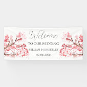 Cherry Blossom Pink Blume Rustikale Hochzeit Banner (Horizontal)