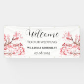 Cherry Blossom Pink Blume Rustikale Hochzeit Banner (Horizontal)