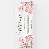 Cherry Blossom Pink Blume Rustikale Hochzeit Banner (Vertikal)