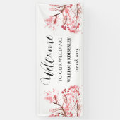 Cherry Blossom Pink Blume Rustikale Hochzeit Banner (Vertikal)