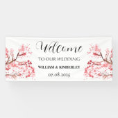 Cherry Blossom Pink Blume Rustikale Hochzeit Banner (Horizontal)