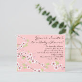 Cherry Blossom Pink & Brown Babydusche Einladung (Stehend Vorderseite)
