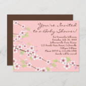 Cherry Blossom Pink & Brown Babydusche Einladung (Vorne/Hinten)