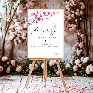 Cherry Blossom Pink Butterfly Begrüßungszeichen Poster