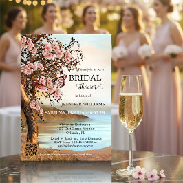 Cherry Blossom Pink Butterfly Brautparty Einladung