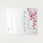 Cherry Blossom Pink Butterfly Brautparty Wandteppich (Vorderseite (Horizontal))