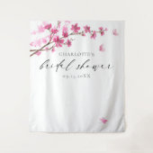 Cherry Blossom Pink Butterfly Brautparty Wandteppich (Vorderseite)