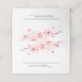 Cherry Blossom Pink Floral Platzkarte (Außenseite Aufgefaltet)