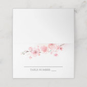 Cherry Blossom Pink Floral Platzkarte (Außenseite Aufgefaltet)