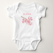 Cherry Blossom Pink Floral Sakura Name Baby Strampler (Vorderseite)