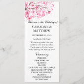 Cherry Blossom Pink Floral Wasserfarbe Hochzeit Programm (Vorderseite)