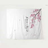 Cherry Blossom Pink Floral Wedding Backdrop Wandteppich (Vorderseite (Horizontal))