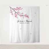 Cherry Blossom Pink Floral Wedding Backdrop Wandteppich (Vorderseite)