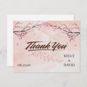 Cherry Blossom Pink Floral Wedding Danke Postc RSVP Karte (Vorne/Hinten)
