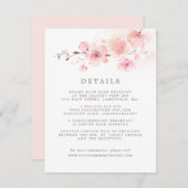 Cherry Blossom Pink Floral Wedding Details Begleitkarte (Vorne/Hinten)