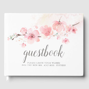 Cherry Blossom Pink Floral Wedding Gästebuch