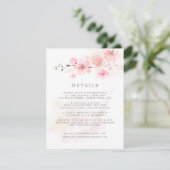Cherry Blossom Pink Floral Wedding Guest Details E Begleitkarte (Stehend Vorderseite)