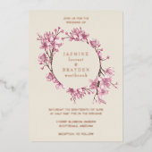 Cherry Blossom Pink Floral Wedding Rose Gold Folieneinladung (Vorderseite)