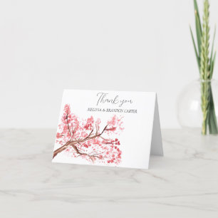Cherry Blossom Pink Floral Wedding Vielen Dank Dankeskarte
