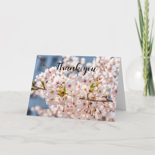 Cherry Blossom Pink Floral Wedding Vielen Dank Dankeskarte (Vorderseite)