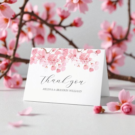 Cherry Blossom Pink Floral Wedding Vielen Dank Dankeskarte