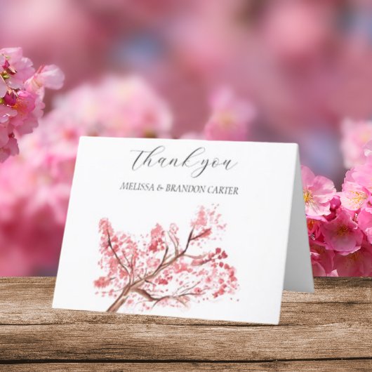 Cherry Blossom Pink Floral Wedding Vielen Dank Dankeskarte
