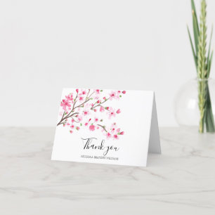 Cherry Blossom Pink Floral Wedding Vielen Dank Dankeskarte