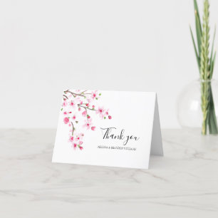 Cherry Blossom Pink Floral Wedding Vielen Dank Dankeskarte