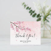 Cherry Blossom Pink Floral Wedding Vielen Dank Postkarte (Stehend Vorderseite)
