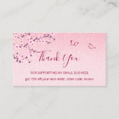 Cherry Blossom Pink Glitzer Vielen Dank Visitenkarte (Vorderseite)