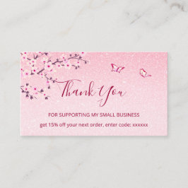 Cherry Blossom Pink Glitzer Vielen Dank Visitenkarte