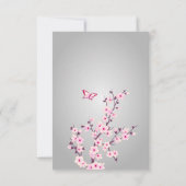 Cherry Blossom Pink Gray Baby Dusche Vielen Dank Dankeskarte (Rückseite)