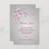 Cherry Blossom Pink Gray Baby Dusche Vielen Dank Dankeskarte (Vorne/Hinten)