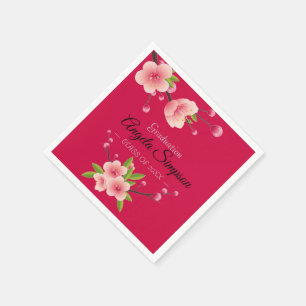 Cherry Blossom Pink grüne Blumenstuhlpartei Serviette