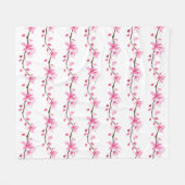 Cherry Blossom Pink Japanische Sakura Kawaii Fleec Fleecedecke (Vorderseite (Horizontal))