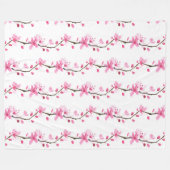 Cherry Blossom Pink Japanische Sakura Kawaii Fleec Fleecedecke (Vorderseite (Horizontal))