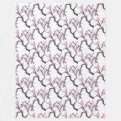 Cherry Blossom Pink Japanische Sakura Kawaii Fleec Fleecedecke (Vorderseite)