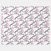 Cherry Blossom Pink Japanische Sakura Kawaii Fleec Fleecedecke (Vorderseite (Horizontal))