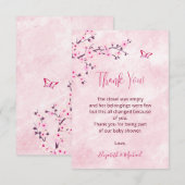 Cherry Blossom Pink Marble Baby Dusche Vielen Dank Dankeskarte (Vorne/Hinten)