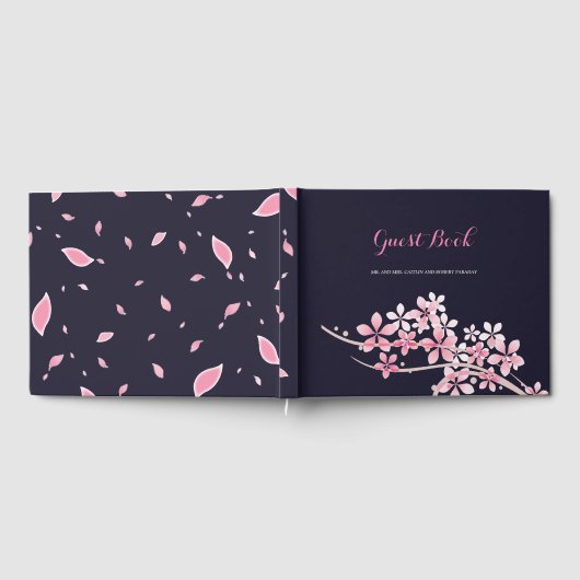 Cherry Blossom Pink Marine Blumengast Gästebuch (Voll)