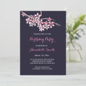Cherry Blossom Pink Marine Blumenpartei Einladung (Stehend Vorderseite)