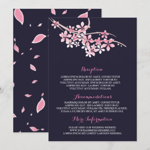 Cherry Blossom Pink Marine Hochzeitsinformation Ga Einladung