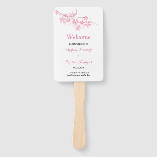 Cherry Blossom Pink Marinefelder Hochzeitsprogramm Fächer (Vorderseite)