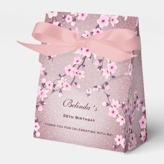 Cherry Blossom Pink Mauve Glitzer Custom Geburtsta Geschenkschachtel (Vorderseite)