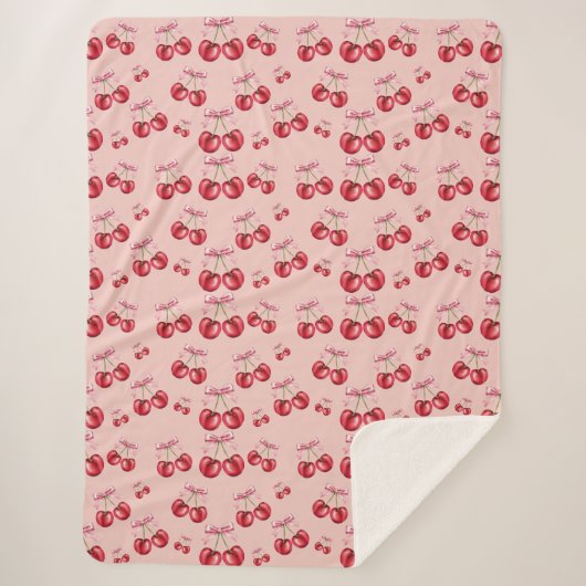 Cherry Blossom Pink Pattern Sherpa Fleece Blanket Sherpadecke (Vorderseite)