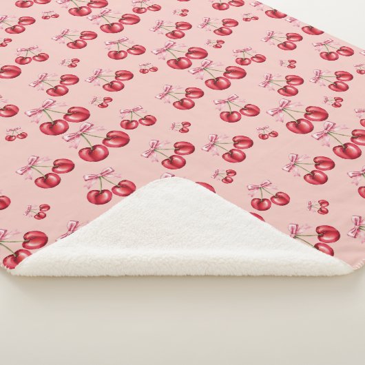 Cherry Blossom Pink Pattern Sherpa Fleece Blanket Sherpadecke (3/4)