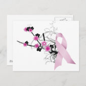 Cherry Blossom Pink Ribbon Postkarte (Vorne/Hinten)