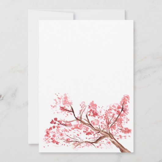 Cherry Blossom Pink Rustikale Hochzeit Einladung (Rückseite)